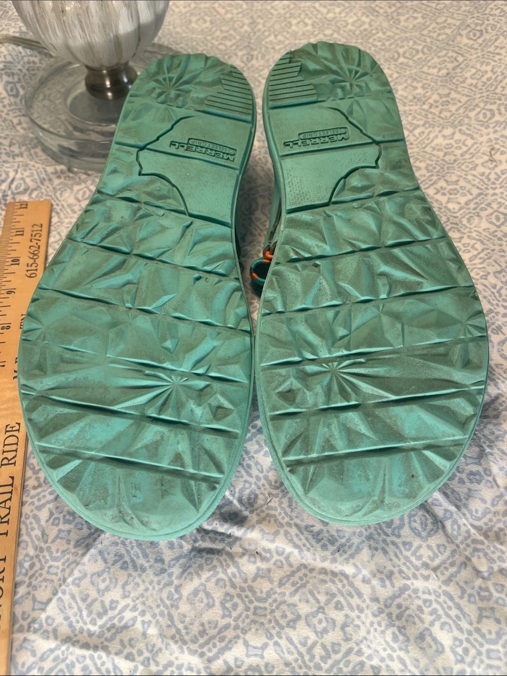 Merrell Around Town Sun Vue Turquoise/Orange Braided Toe-Loop Sandals Thong Sz 9